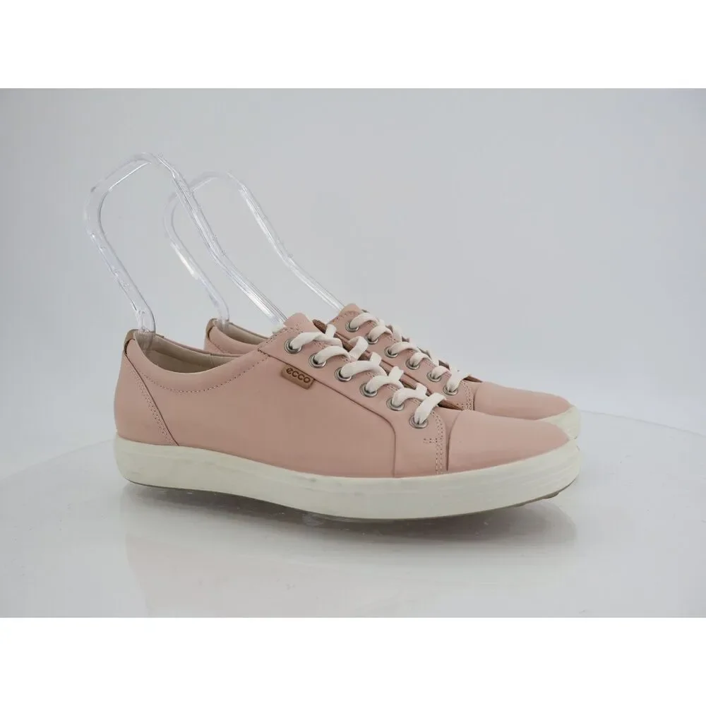 Ecco Women's Soft 7 Sneaker Size 43 12 Pink Blush Leather Lace Up Shoes Comfy